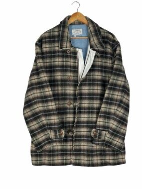 Vintage 90s GIORGIO ARMANI Jeans Shadow Plaids Wool Jacket Brown Colour Size XS
